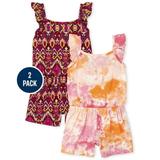 The Children's Place Toddler Girl Print Ruffle Romper 2-Pack (12M-5T)