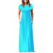 Women's Short Sleeve Plain Maxi Dresses Casual Long Dresses with Pockets