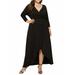 Niuer Ladies Plus Size Casual V Neck Empire Waist Dress Asymmetrical Maxi Dress High Low Swing Casual Dress