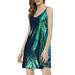 Allegra K Women's Glitter Sparkle Adjustable Strap Mini Sequin Dress