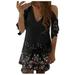 Mnycxen Women's Sexy Summer Dress Womenâ€˜s Causal Floral Print Dress Off Shoulder V Neck Lace Half Sleeve Dress