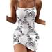 UKAP Size S-5XL Women Spaghetti Strap Clubwear Dress Cami Bodycon Floral Print Mini Dress Sexy Summer Beach Backless Mini Dresses