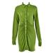 Yejaeka Ruched Front Shirt Dress for Women Long Sleeve Button Down Bodycon Dresses