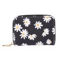 Winnereco Women PU Daisy Flower Card Oaganizer Casual Ladies Wallet (Black)