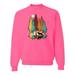 Trippy California Redwoods Forest Fox Silhouette Mens Fashion Crewneck Graphic Sweatshirt, Neon Pink, Small