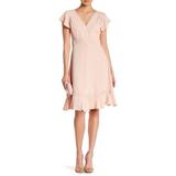 Nanette Lepore Ruffle Peplum V-Neck Dress, Savannah Rose, 14