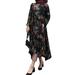 ZANZEA Women O Neck Long Sleeve Floral Print Dress Cotton Asymmetric Long Dress