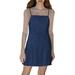 Women's S Denim Mini Dress Sleeveless High Waist Sexy Party Club Spaghetti Strap Dresses