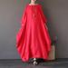 MEROTABLE Women Loose Dresses Plus Size Half Sleeve O Neck Ankle-Length Vestido Female Fashion Autumn Casual Beach Party Dress