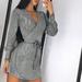 Women's Sexy Slim-Fit Lace-up V-neck Dresses Sequined Formal One-Piece Dress