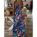 Women's Tie Dye Print Sexy Loose Dress Sleeveless Long Maxi Dress Elegant Party Club Floral Print V Neck Sundress Colorful Dress Spaghetti Strap Dress