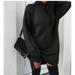 Women's Casual Sweater Winter New Stand Collar Bat Long Sleeve Sweater Sweater Solid Color Dress