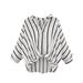 Women Striped Blouses Casual Twist Front Full Sleeve Ladies Fashion Crop Top Plus Size Female Loose Blouse