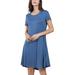 Avamo Women Lounge Dress Short Sleeve Round Neck Casual Pockets T Shirt Dress Comfort Soft Nightgown Shirtdress Blue XL(US 16-18)