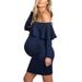 Long Sleeve Strapless Pregnant Maternity Dress Elegant Fitted Gown Off Shoulder Ruffles Midi Photography Dresses