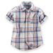 Carters Baby Clothing Outfit Boys Short Sleeve Navy Pink Plaid Button-Front Shirt