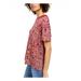 FREE PEOPLE Womens Red Printed Short Sleeve Crew Neck T-Shirt Top Size S