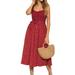 Womens Sundress Summer Wrap Sleeveless Polka Dot Midi Dress Casual Loose Swing