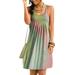 DaciyeWomen Tie Dye Printing Slip Dress Sleeveless Loose Dresses (Green Pink 2XL)