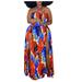 Toyfunny Women's Sexy Plus Size Halter Neck Floral Print Split Party Maxi Dress