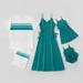 PatPat Mosaic Family Matching Turquoise 100% Cotton Sets Tank Dresses