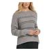 DKNY Womens Gray Striped Long Sleeve Crew Neck Sweater Size L