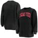 Women's Pressbox Black Texas Tech Red Raiders Comfy Cord Vintage Wash Basic Arch Pullover Sweatshirt