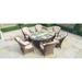 Direct Wicker Emilie Oval 6 - Person 128.35" Long Outdoor Dining Set Glass/Wicker/Rattan in Brown | 27.6 H x 48.03 W x 104.72 D in | Wayfair