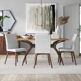 George Oliver Babala 4 - Person Solid Wood Dining Set Wood/Upholstered in Brown | Wayfair D1C6728B4CCC49C2B59DC0609968D5A9