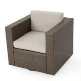 Wade Logan® Arville Outdoor Swivel Patio Chair w/ Cushions Wicker/Rattan in Gray | 27.95 H x 30.31 W x 32.08 D in | Wayfair