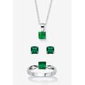 Women's 3-Piece Birthstone .925 Silver Necklace, Earring And Ring Set 18" by PalmBeach Jewelry in May (Size 5)