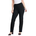 Plus Size Women's Straight-Leg Ultimate Ponte Pant by Roaman's in Black (Size 16 W) Pull-On Stretch Knit Trousers