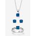 Women's 3-Piece Birthstone .925 Silver Necklace, Earring And Ring Set 18" by PalmBeach Jewelry in September (Size 4)