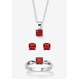 Women's 3-Piece Birthstone .925 Silver Necklace, Earring And Ring Set 18" by PalmBeach Jewelry in July (Size 6)