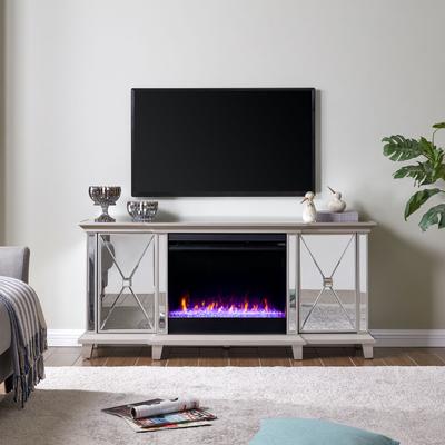 Toppington Mirrored Lifelike Alternating Colors Fireplace Media Console by SEI Furniture in Mirror