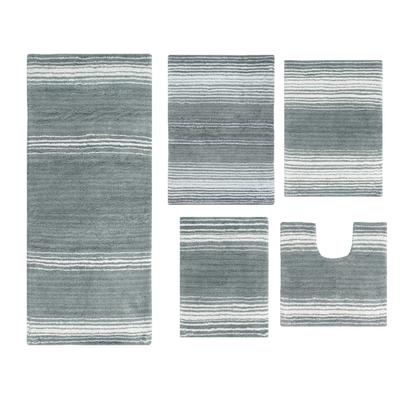 Gradiation 5 Piece Set Bath Rug Collection by Home Weavers Inc in Grey