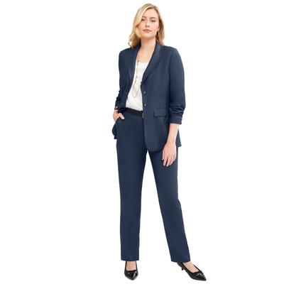 Plus Size Women's 2-Piece Stretch Crepe Single-Breasted Pantsuit by Jessica London in Navy (Size 16 W) Set
