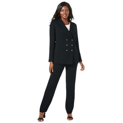 Plus Size Women's 2-Piece Double-Breasted Pantsuit by Jessica London in Black (Size 32 W) Set