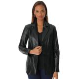 Plus Size Women's Leather Blazer by Jessica London in Black (Size 16 W)
