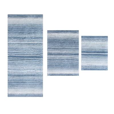 Gradiation 3 Piece Set Bath Rug Collection by Home Weavers Inc in Blue