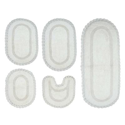 Hampton Crochet 5 Piece Bath Rug Collection by Home Weavers Inc in Ivory