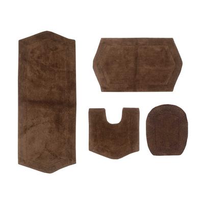 Waterford 4-Pc. Set Bath Rug Collection With Lid Cover by Home Weavers Inc in Chocolate