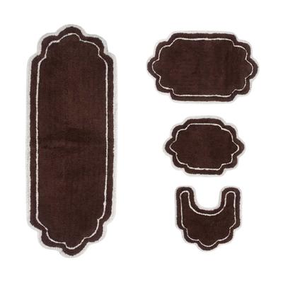 Allure 4 Piece Set Bath Rug Collection by Home Weavers Inc in Brown