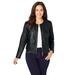 Plus Size Women's Collarless Leather Jacket by Jessica London in Black (Size 24 W)