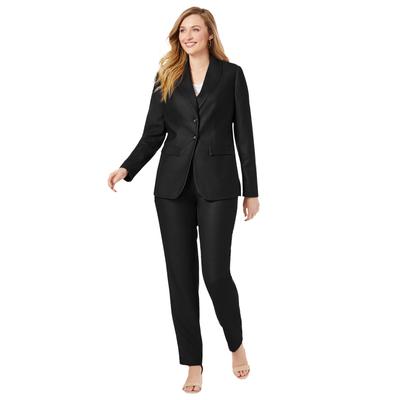 Plus Size Women's 2-Piece Stretch Crepe Single-Breasted Pantsuit by Jessica London in Black (Size 26 W) Set