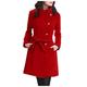 TUDUZ Sale Women Artificial Wool Parka Coat Ladies Winter Warm Single Breasted Trench Jacket Long Sleeve Lapel Outwear with Belt (Red,XL=UK(12))