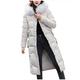Women Quilted Winter Long Down Coat TUDUZ Puffer Fur Collar Hooded Parka Overcoat Slim Thick Cotton-Padded Outerwear Jackets(YF White,4XL)