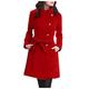 TUDUZ Sale Women Artificial Wool Parka Coat Ladies Winter Warm Single Breasted Trench Jacket Long Sleeve Lapel Outwear with Belt (Red,3XL=UK(16))