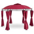 Pergola De Jardin Terrasse En Kit Tonnelle Uniprodo Ronde ⌀3,5m Toile 180g/m2 Rouge Vin