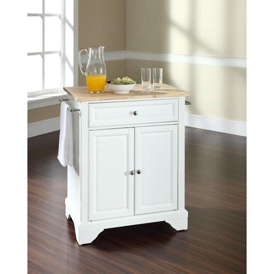 Crosley LaFayette Stainless Steel Top Portable Kitchen Island in White Finish - 18"d x 31"w x 35"h